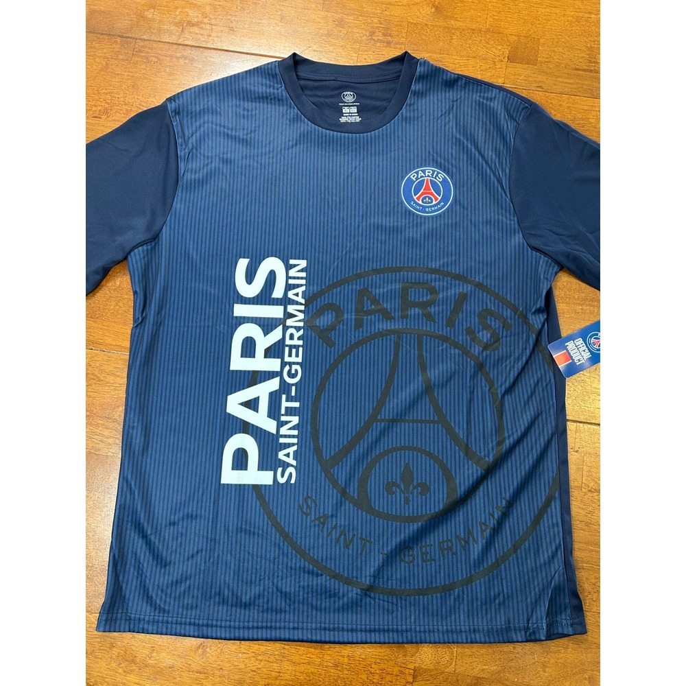 New Paris Saint-Germain Soccer Jersey Mens XL Navy Blue PSG Graphic Pinstripe